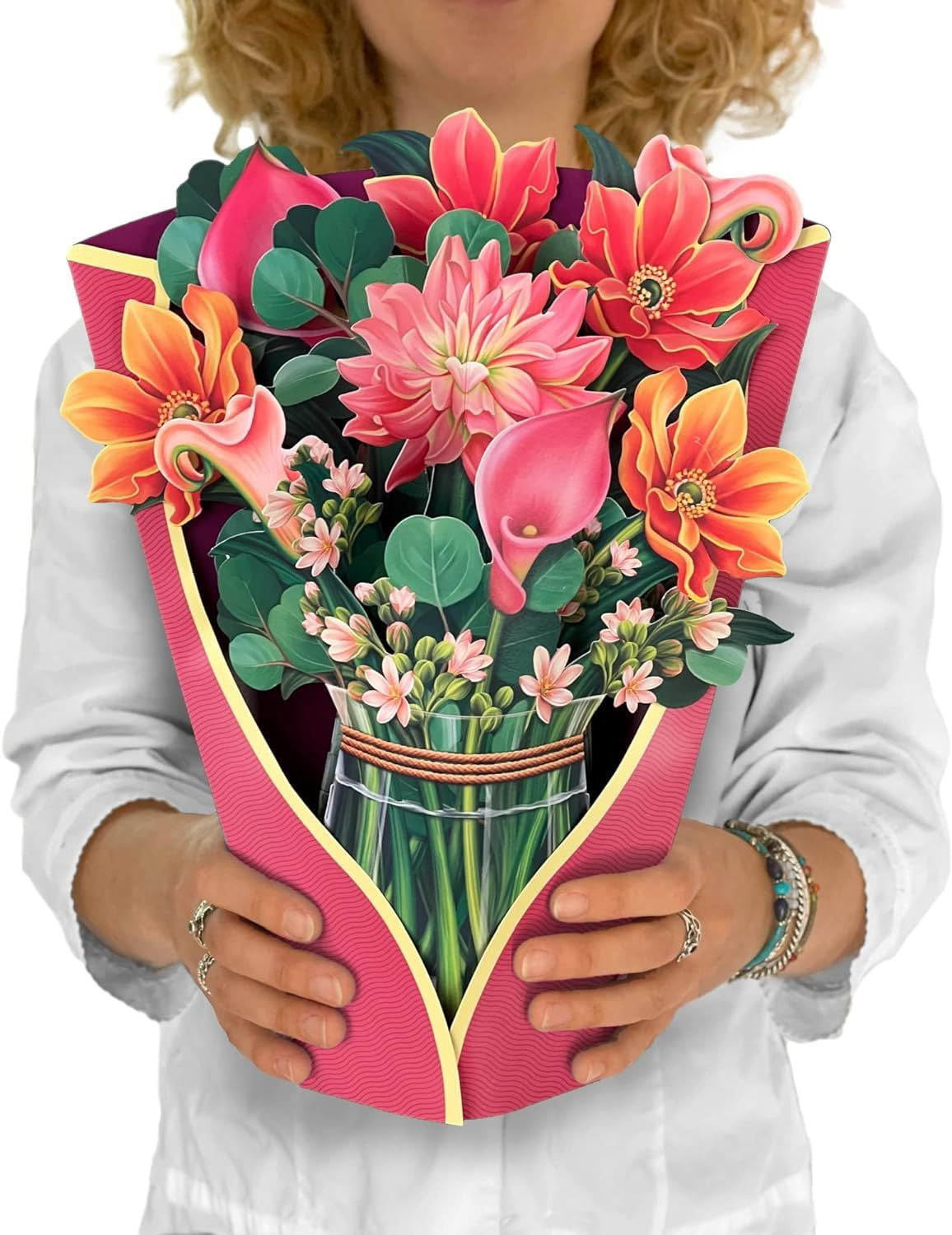 Creative 3D Pop-Up Greeting Card for Mother's Day, Paper Card with Flowers, Thank You and Blessing Gift Card