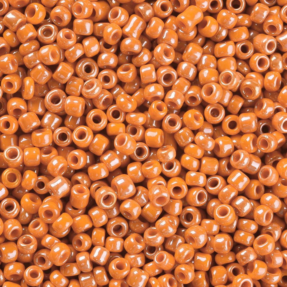 Glass Seed Beads Opaque Colors Lustered Round Dark Orange 3mm Hole: 1mm about 10000pcs/pound