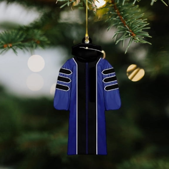 Class of 2026 Graduation Ornament, 3.15" Acrylic Purple Gown Keepsake. Flat Doctoral Robe Hanging Decor for Christmas Tree, Car Mirror. University High School Grad Gift (Purple)