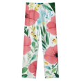 thumbnail image 4 of Pink Flowers Vibrant Floral Design Winter Female Pants Flannel High Waist Women Pants Lady Warm Straight Leg Plush Trousers, 4 of 7