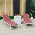 thumbnail image 2 of LeisureMod Marlin Modern White Aluminum Outdoor Patio Chaise Lounge Chair with Square Fire Pit Side Table Perfect for Patio, Lawn, and Garden (Burgundy), 2 of 21