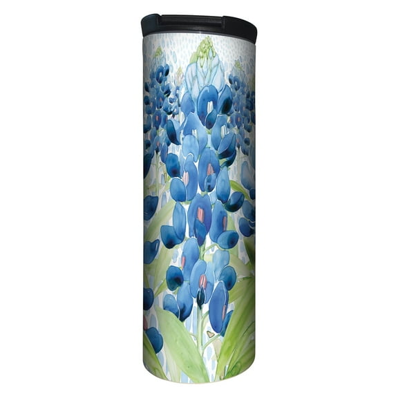 Highland Home "Blue Field of Flowers" 17 oz. Double Wall Stainless Steel Tumbler w/ Lid