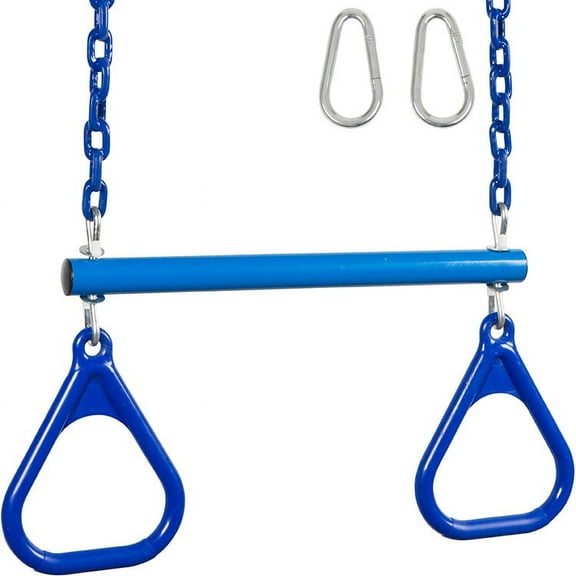 Swing Set Stuff Inc. Trapeze Bar with Rings and Coated Chain (Blue)