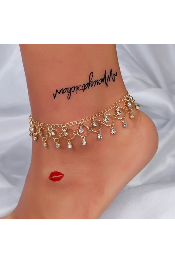 Women Anklet Rhinestone Tassel All Match Vintage Style Lady Anklet Chain Birthday Gift
