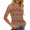 thumbnail image 4 of Tank Top for Women V Neck Sleeveless Fashion Vintage Loose Fit Graphic Leaf Print Lightweight Breathable Summer Top, 4 of 6