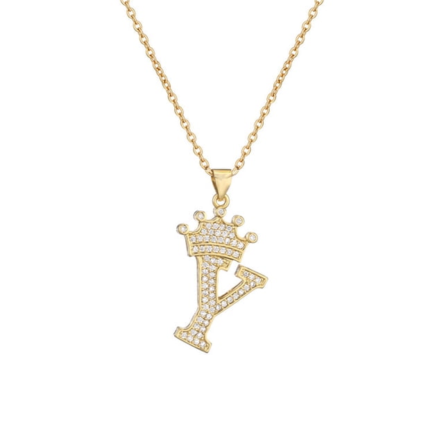 Qarigey InitialNecklacePendantEnglish Letter A to Z Modern Crystal Birthday Valentine'sDay Jewellery Chain Charm Ropa, zapatos y accesorios Miscelánea Y 1