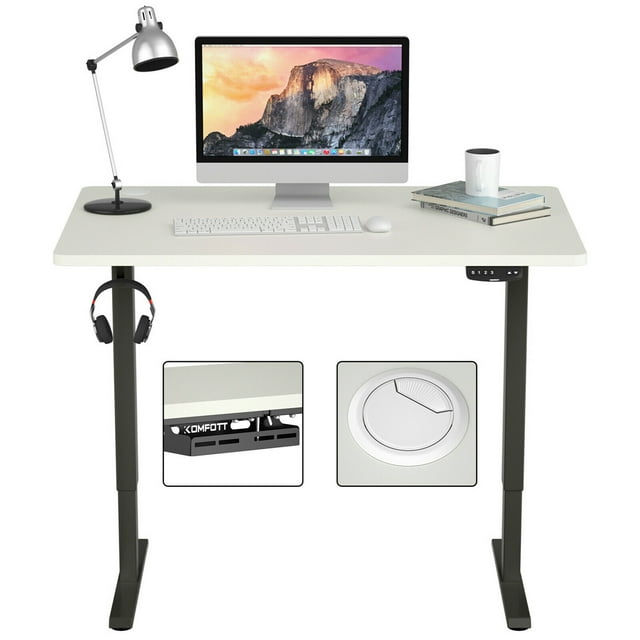 Gymax Bureau Électrique Debout Réglable en Hauteur Double Moteur Noir