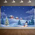 thumbnail image 6 of Winter Wonderland Banner Snowy Scene Christmas Decorations Snowman Backdrop for Holiday Party Celebration Festive Display, 6 of 9