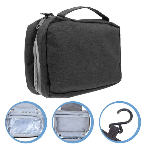 ibasenice Mens Bathroom Bag Black Polyester Foldable for Travel Use 1Pack