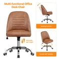 thumbnail image 5 of Topeakmart Rolling Faux Leather Desk Chair with Chrome Plated Metal Base, Retro Brown, 5 of 7