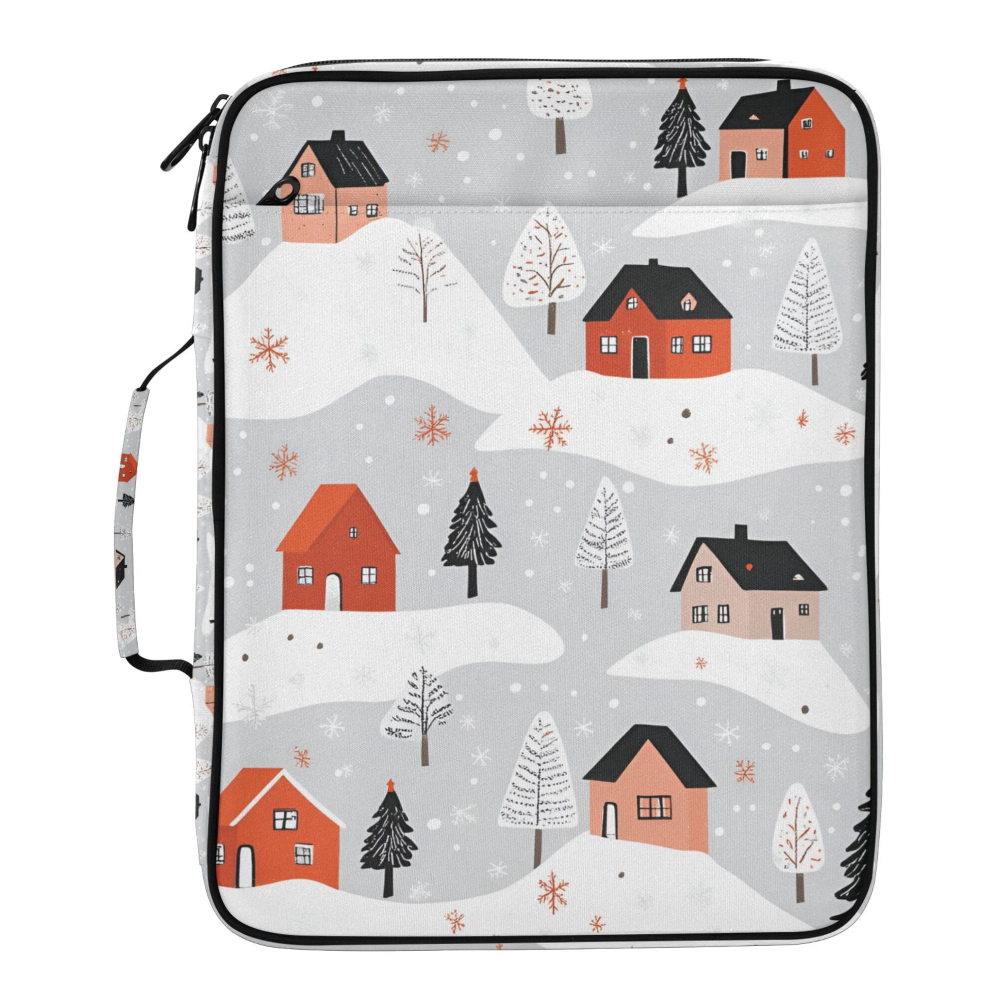 FORMRS Accordion File Folder A4 Size 7-Pocket Expanding Document Organizer Bag with 3 Ring Binder, Cartoon Red Houses