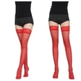 thumbnail image 5 of Vruelia 4Pairs Women's Sheer Thick Thigh Highs Lace Stockings Top Stockings Tights Nylon Pantyhose,One Size, 5 of 5
