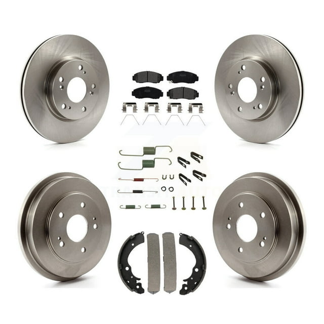 Transit Auto Front Rear Disc Brake Rotors Semi-Metallic Pads and Drum Kit (7Pc) for Car Honda Civic K8F-102149