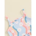 thumbnail image 6 of FEORJGP Kids Toddler Girls Summer Outfits 6M 12M 18M 2T 3T 4T Infant Baby Sleeveless Camisoles Wave Stripe Floral Print Vests Ribbed Spaghetti Strap Tsual 2Pcs Clothes Set for Daily Vacation, 6 of 8