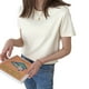 thumbnail image 3 of Camiseta de mujer Verano Cuello redondo Manga corta Color sólido Top informal, Albaricoque, L Noticed AP001478-18B, 3 of 7