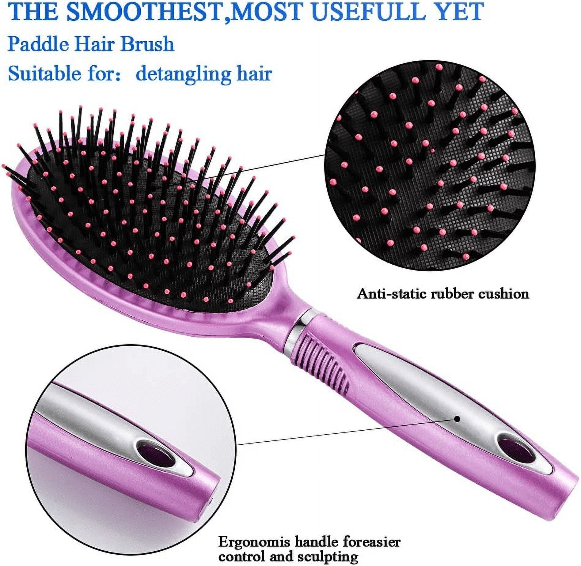 Abaima 5 Pieces Hair Brush Comb Set Detangling Paddle Brush Round Hair Tail Comb Wet Dry Brush for Women Men Hair Styling(Purple)