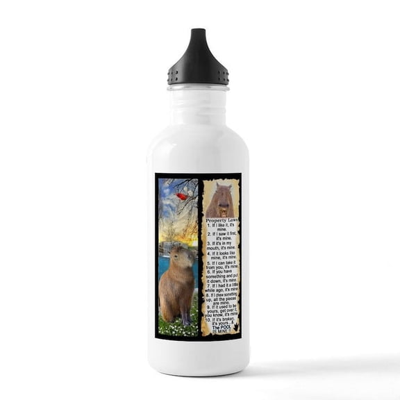 CafePress - Capybara FUN Property Laws & Rules Water Bottle - Stainless Steel Water Bottle, Sports Bottle, 1.0L