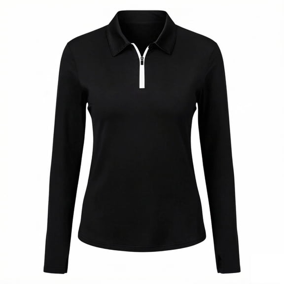 SONXAHE Half-Zip Long-Sleeve Athletic Polo Shirt for Women Performance Golf Everyday Casual Tee