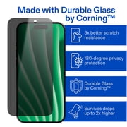 onn Privacy Glass Screen Protector for iPhone® 16, Made with Durable Glass by Corning™ for Ultimate Protection, Includes Easy Application Tray
