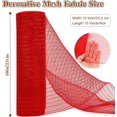 thumbnail image 2 of 2 Rolls Red Mesh Ribbon, Christmas Deco Mesh 10 Inch x 30 Feet Each Roll, Metallic Red with Foil Ribbon for Christmas Tree Decorations Halloween Party Decor Crafts Wreaths,Rojo, 2 of 7