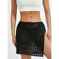 thumbnail image 3 of Womenacute;s Summer Short Bikini Skirt Solid Color Split Hollow Tie Up Crochet Beachwear Skirt, 3 of 9