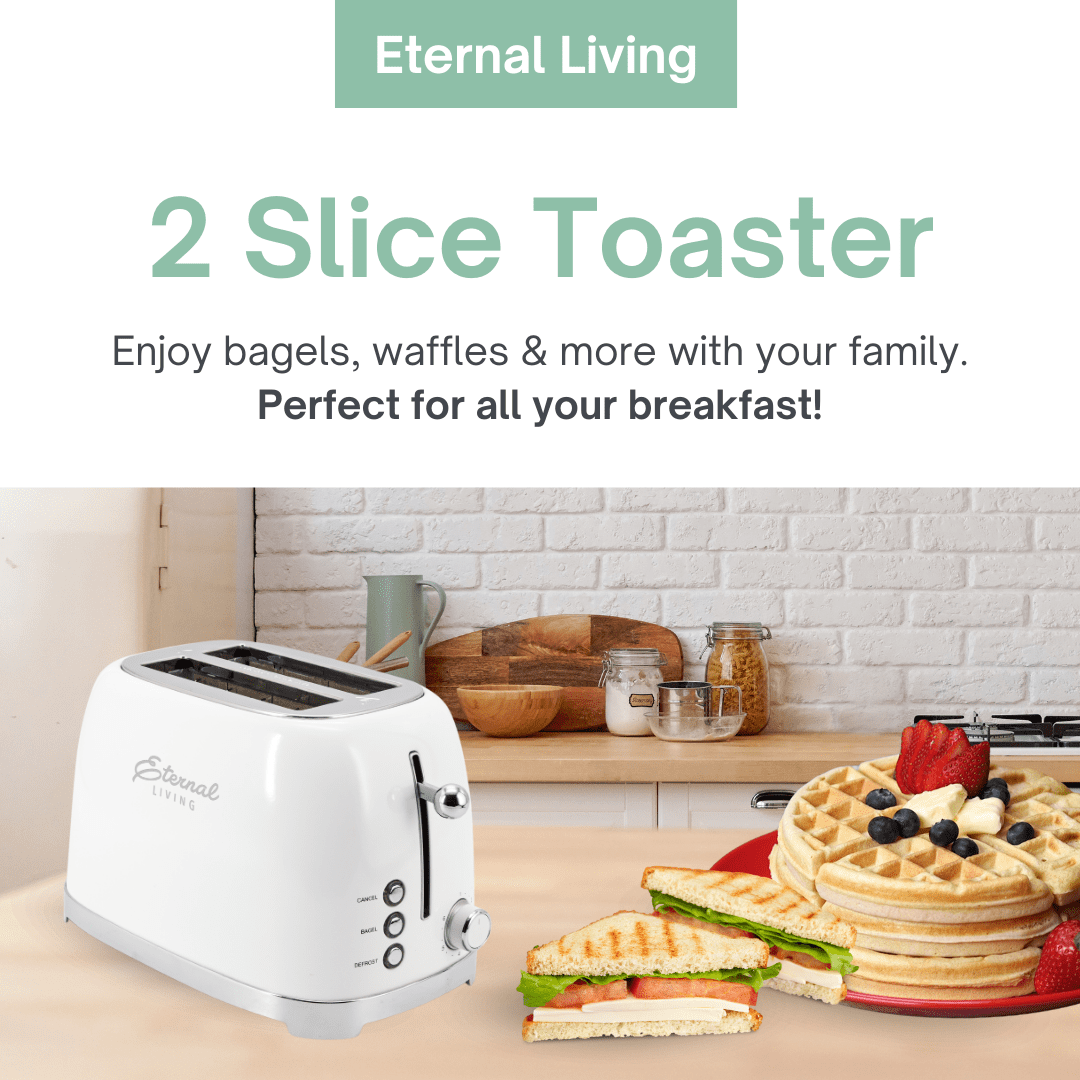 Stainless Steel 2 Slice Toaster with 6 Bread Shade Settings