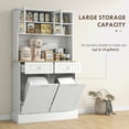 thumbnail image 4 of HOMCOM 68" Kitchen Pantry Cabinet with Charging Station, 2 Tilt Out Trash Cabinets and Microwave Stand, Modern Storage Cabinet, White, 4 of 9