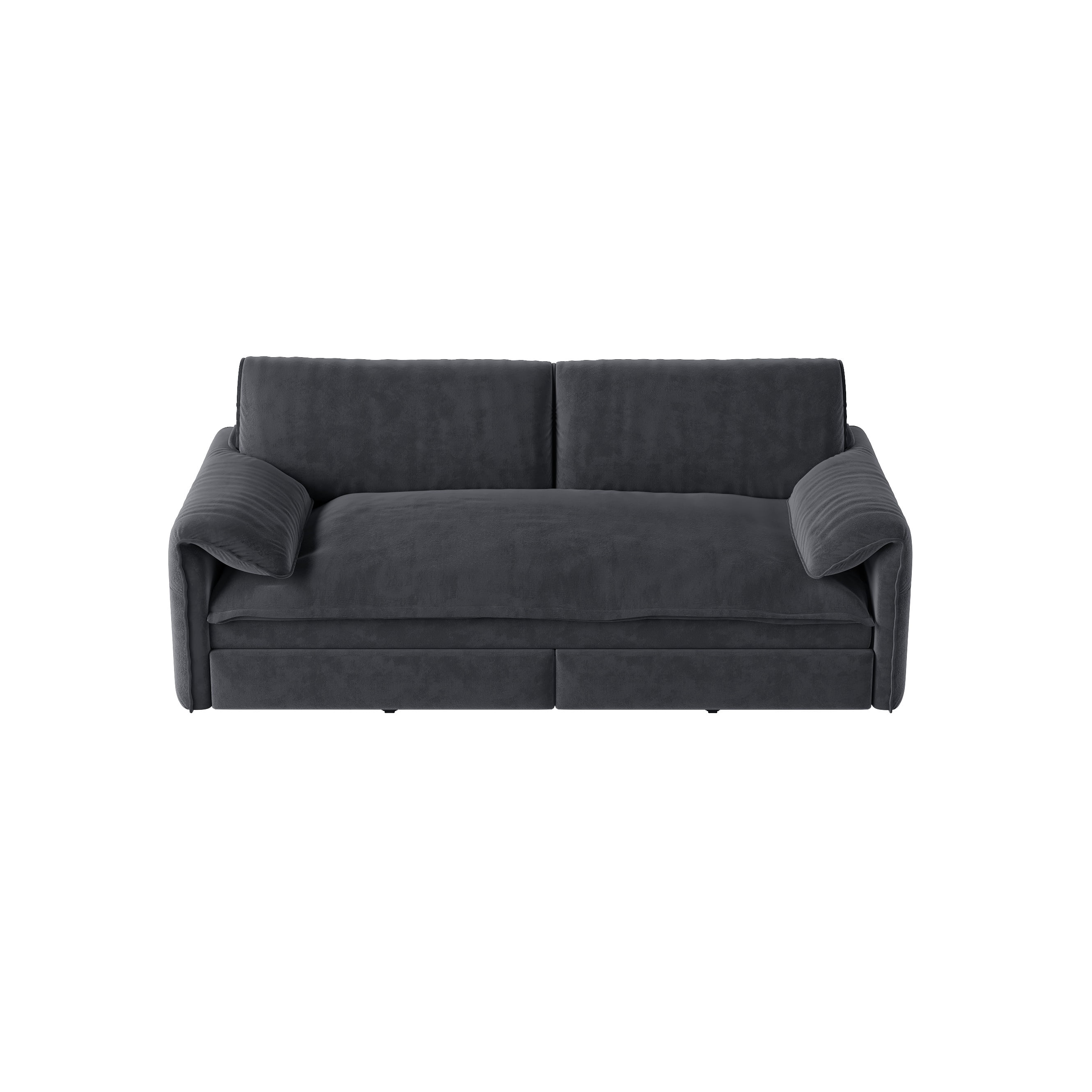 3-in-1 Queen Pull Out Sofa Bed, 66" Velvet Convertible Sleeper Couch with Deep Seat & Storage Pocket, Modern Folding Futon Sofa Bed, Dark Gray