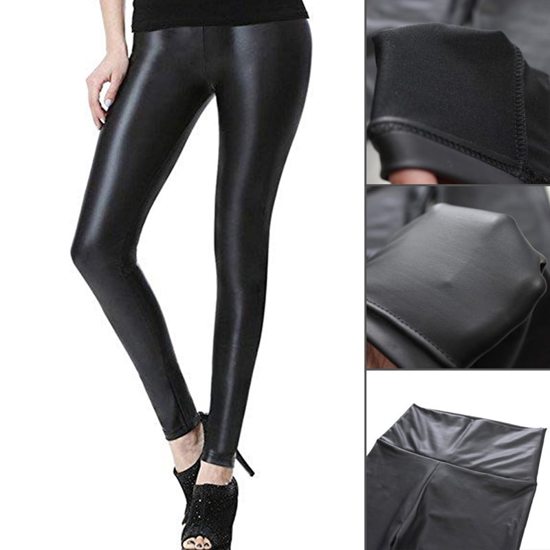 S-Shaped Pu Leather Leggings Stretch 