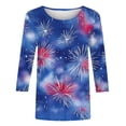 thumbnail image 4 of Cavosen American Flag Tops for Women Independence Day 3/4 Sleeve Round Neck T Shirts American Flag Graphic Tops Lady XL 4th of July Casual T Shirts Red White and Blue Tunic Tees, 4 of 5