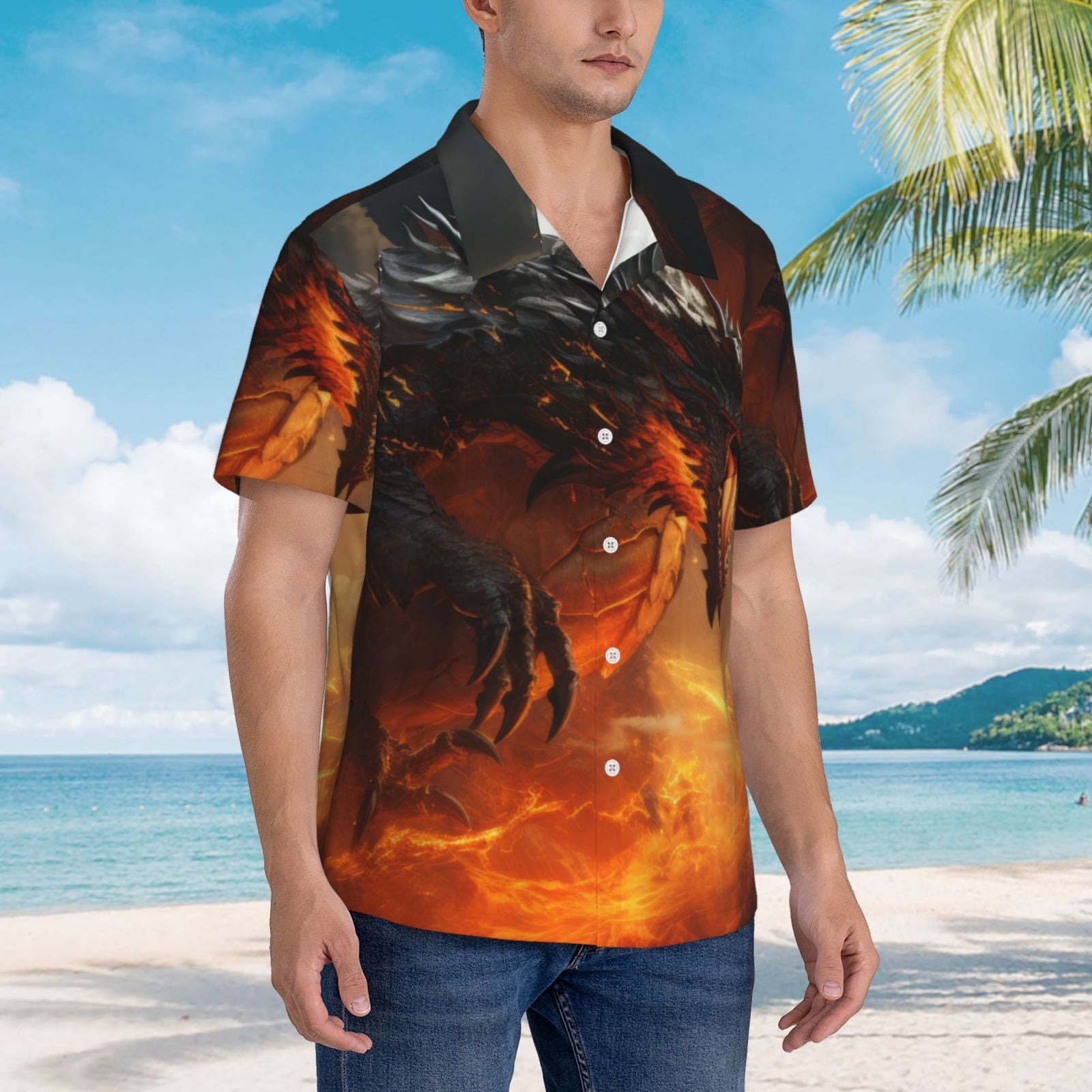 Daiia Fluffy Alpaca Mountain Meadow Hawaiian Shirt for Men Gentle