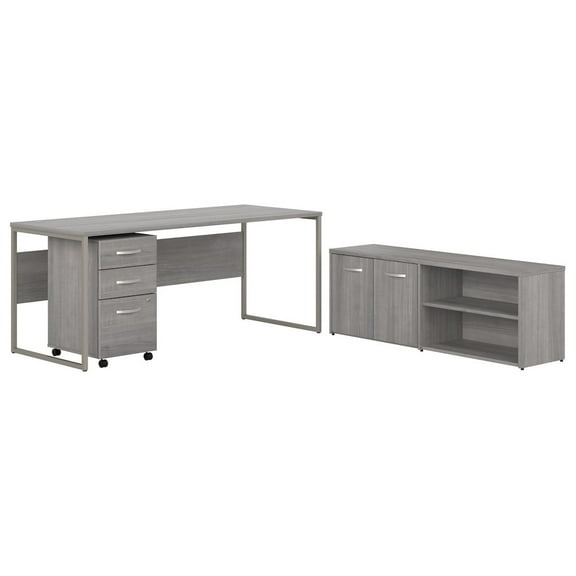 Hybrid 72W Desk with Storage and Drawers in Platinum Gray - Engineered Wood