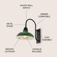 thumbnail image 4 of JONATHAN Y Stanley 12.25" 1-Light Farmhouse Industrial Indoor/Outdoor Iron LED Gooseneck Arm Outdoor Sconce, Green, 4 of 7