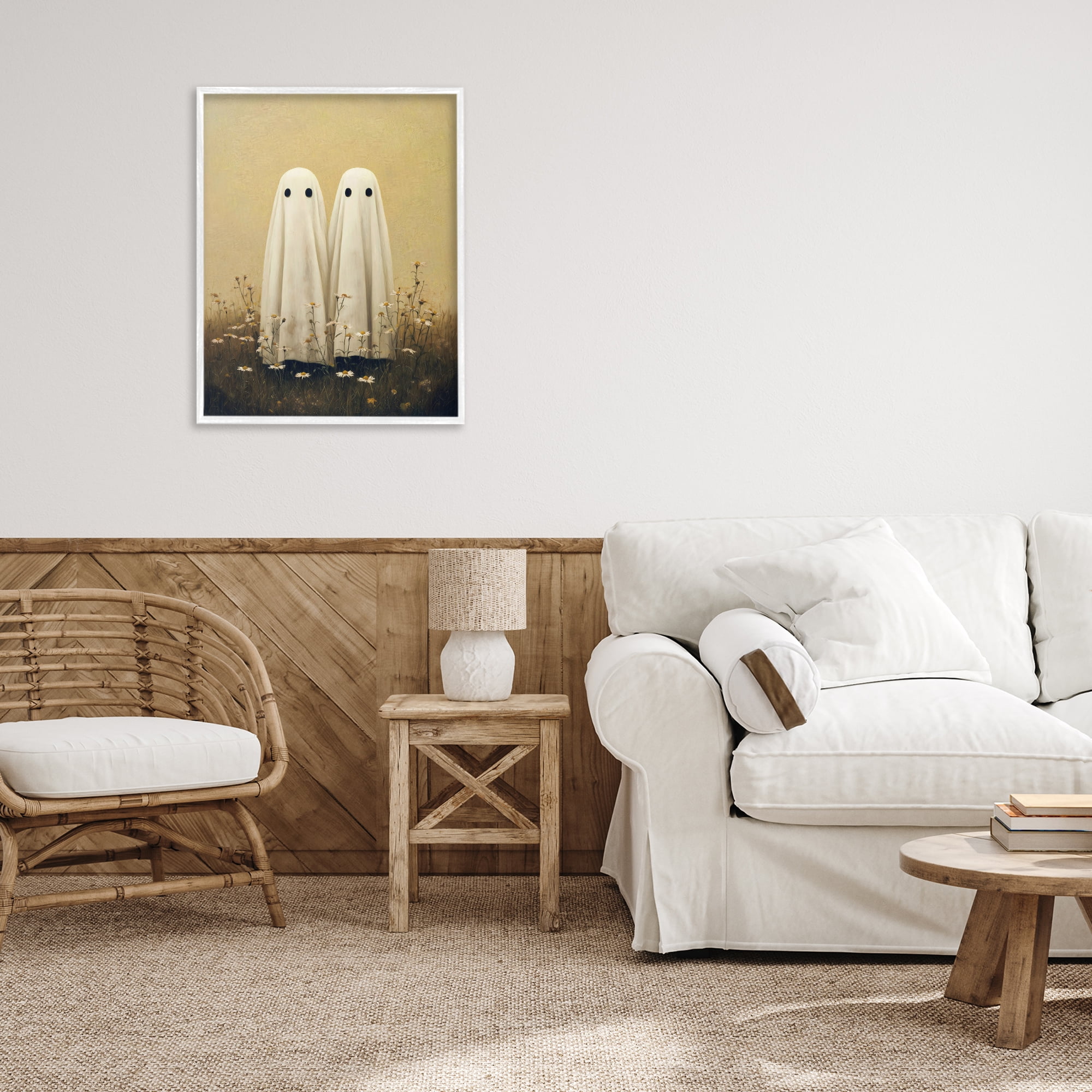 Daisy Ghost Couple White Framed Giclee Art, design by Arlington Prints