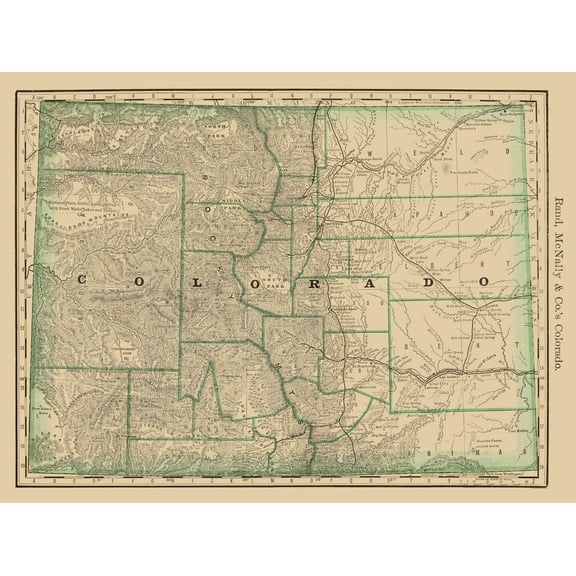 Historic State Map - Colorado - Rand McNally 1879 - Vintage Wall Art