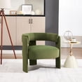 thumbnail image 3 of S-HOME Mid-Century Modern Velvet Accent Chair  with Wooden Legs for Living Room, Bedroom, Office Decor, Green, 3 of 11