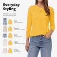 thumbnail image 4 of QUALFORT Women's Long Sleeve Shirts, 100% Cotton Crew Neck Long Sleeve T Shirt for Women, Soft Lightweight Casual Basic Cotton Top, Yellow XXL, 4 of 7