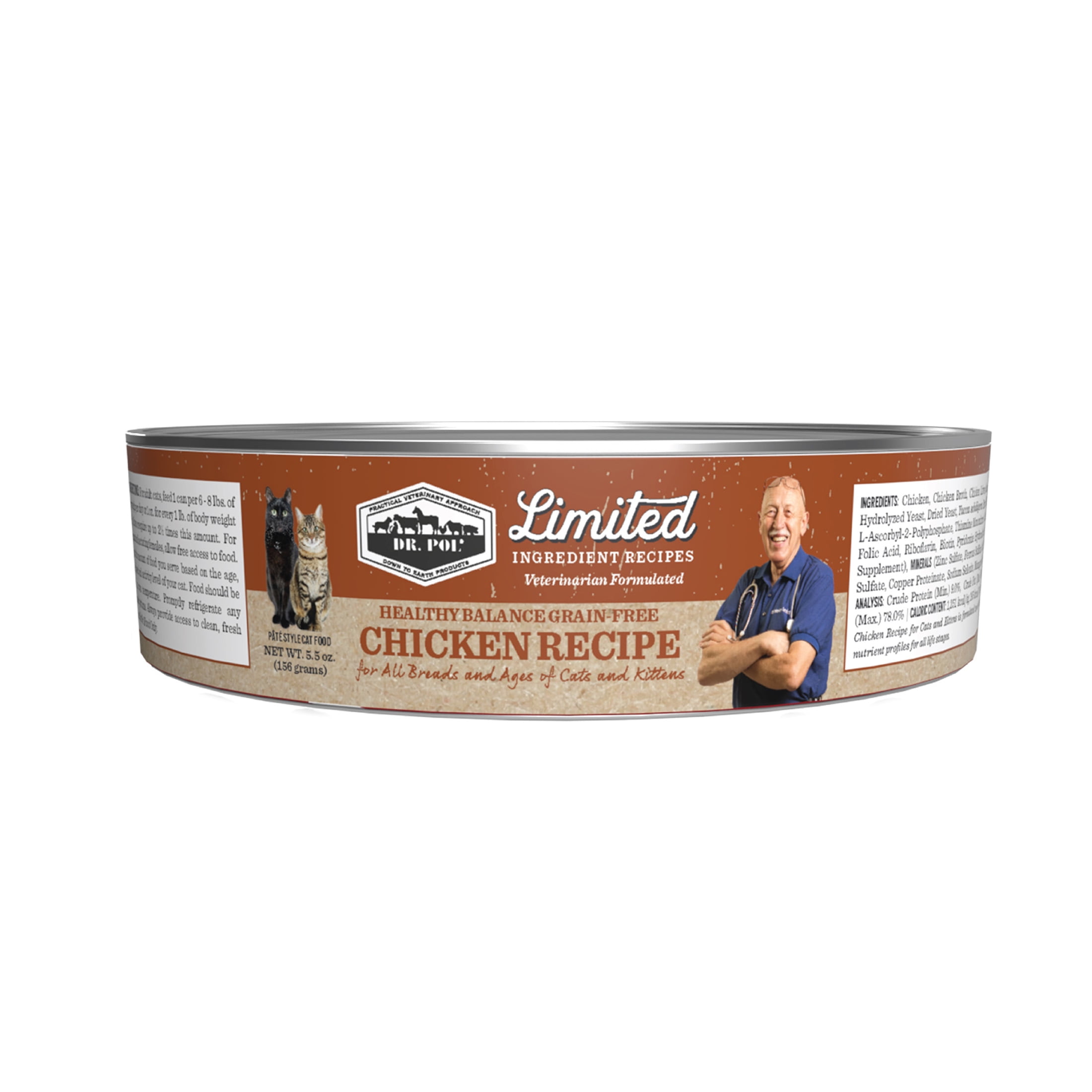(12 pack) Dr. Pol Limited Ingredient Chicken Canned Cat Food, 5.5oz.
