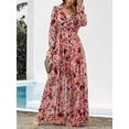 thumbnail image 6 of ZANKLEY Womens Casual Boho Floral Printed V Neck Long Sleeve Maxi Dress for Spring Summer Vacation, 6 of 9