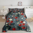 thumbnail image 2 of Manfei Cute Strawberry Queen Comforter Set,Countryside Flower Floral Bedding Sets,Red Gray Bedding Comforter Set For Girls Kids,Breathable Home Decor Reversible,3-Piece, 2 of 8