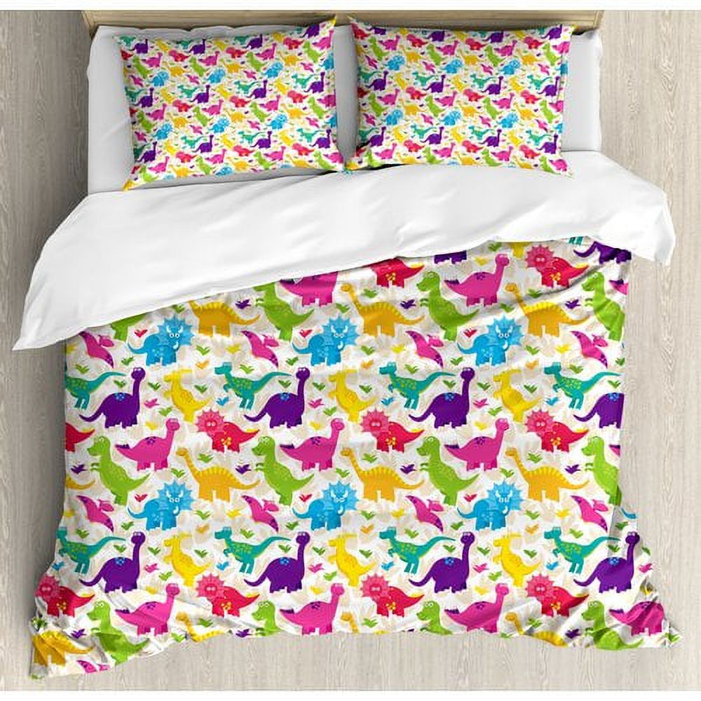 Ambesonne Dino Duvet Cover Set, Wild Animal, Twin, Multicolor - image 3 of 3