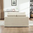 thumbnail image 5 of 56.3" Wide Extra-Large Sofa Bed with Sturdy Metal Legs, Chenille Linen Fabric Sleeper Sofa with Back Cushion and Pillows, Comfy Couch for Living Rooms Bedrooms Apartments, Beige, 5 of 9