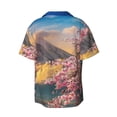 thumbnail image 6 of Lsque Cherry Blossoms print Men's Cuban Collar Short Sleeve Shirt Summer Beachwear Casual Button Down Fashionable Vacation Leisure Shirt-Large, 6 of 7