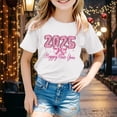thumbnail image 2 of FAOWME T-Shirt Col Rond pour Filles Imprimé Graphique Lettres Manches Courtes T-Shirt Décontracté Doux Blanc 8-9 Ans, 2 of 4