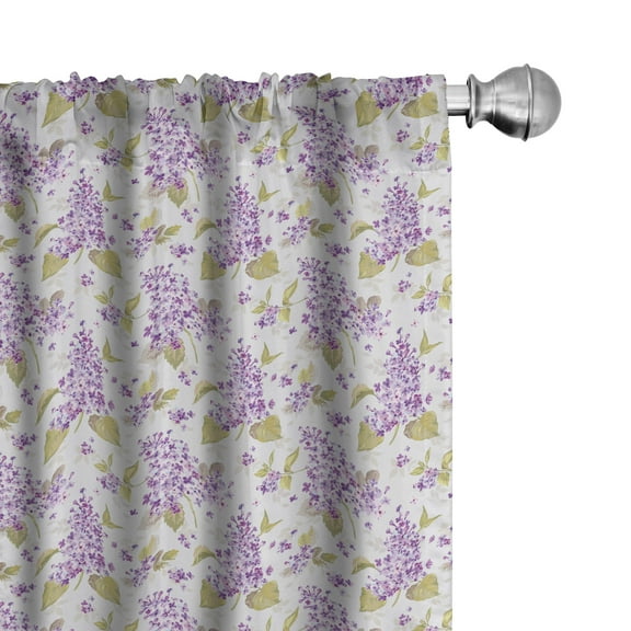 Ambesonne Retro Curtains, Nostalgic Floral Petals, Pair of 28"x95", Violet Purple