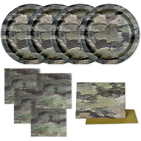 Havercamp Army Camo Party Supply Set, Military Theme, 48 Count