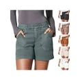 thumbnail image 6 of KelaJuan Women Summer High Waist Jean Shorts Solid Color Stretch Straight Denim Shorts with Pockets, 6 of 6