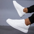 thumbnail image 5 of Men's Lightweight Lace-Up Casual Sneakers - Fashionable Solid White Low-Top Skate Shoes with Anti-Slip Durable EVA Soles, Solid-Color Microfiber Upper and Fabric Lining, Round-Toe Casual Running, 5 of 6