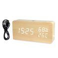 thumbnail image 2 of leyfeng Reloj despertador Digital LED de madera, Control de aplicación, tiempo/temperatura/humedad/fecha, reloj electrónico de escritorio, 2 of 8