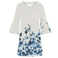thumbnail image 6 of USSUMA Dresses For Women Party Casual, Floral Dress for Women's 3/4 Bell Sleeve Shift Dress Summer V Neck Casual Loose T Shirt Dress Mini Sundresses, 6 of 6